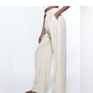 Zara Cream Wide-Leg Pants